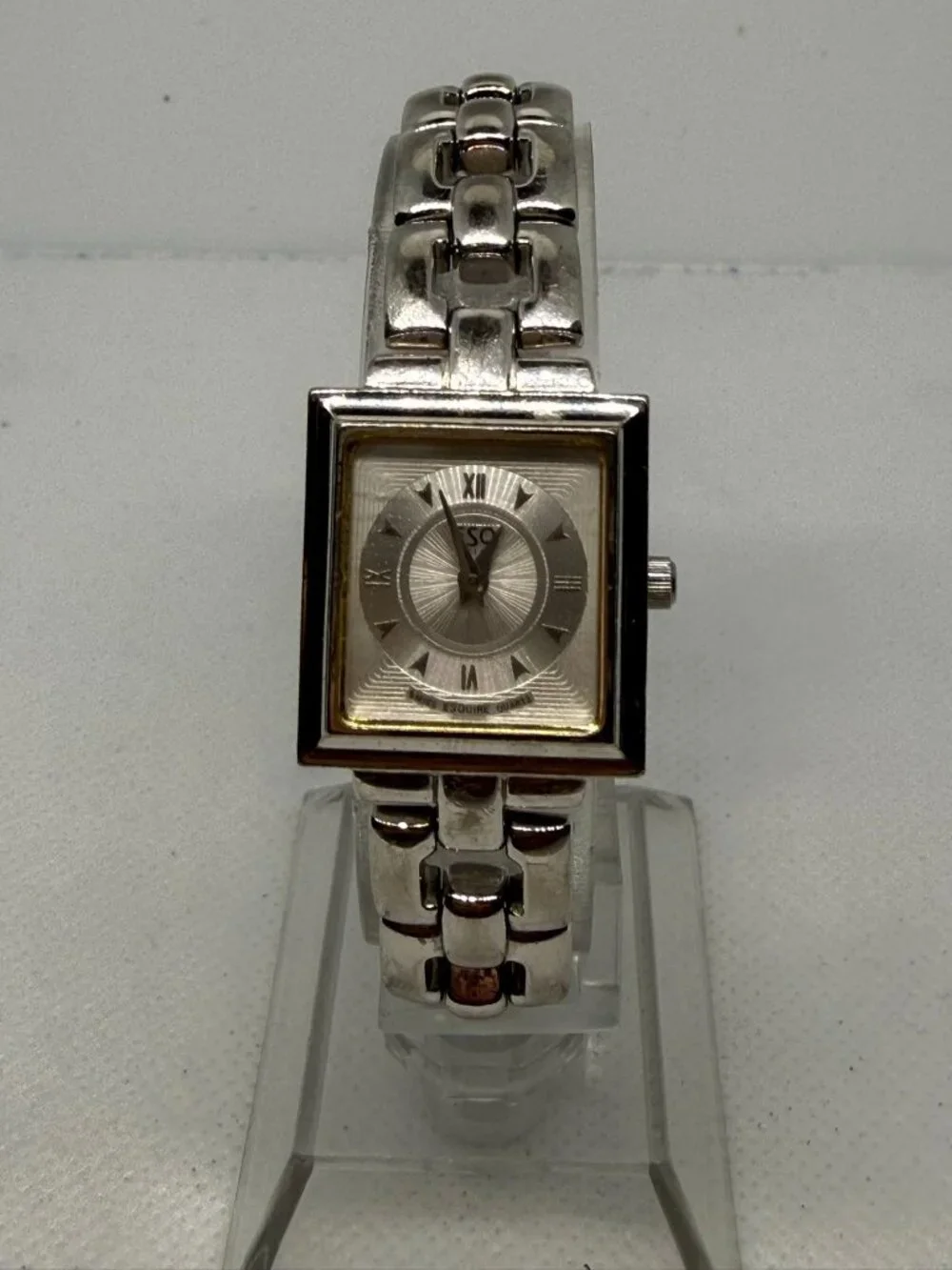 ESQ Swiss by Movado Womens Silver Square Stainless Steel Watch Bracelet 1506-3